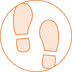 An icon containing a pair of footsteps 